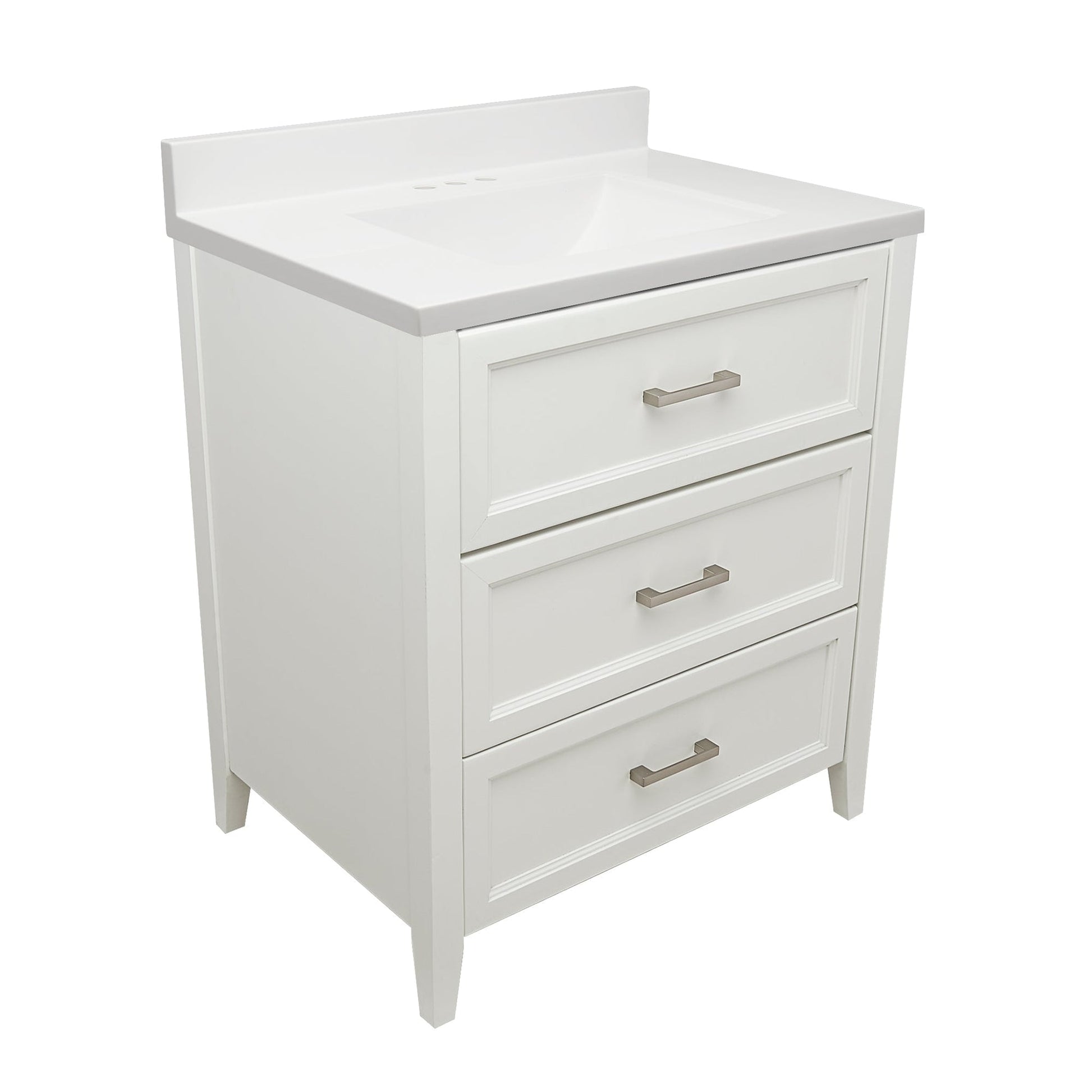Ella's Bubbles Zermatt 31" White Bathroom Vanity With White Cultured Marble Top With White Backsplash and Sink
