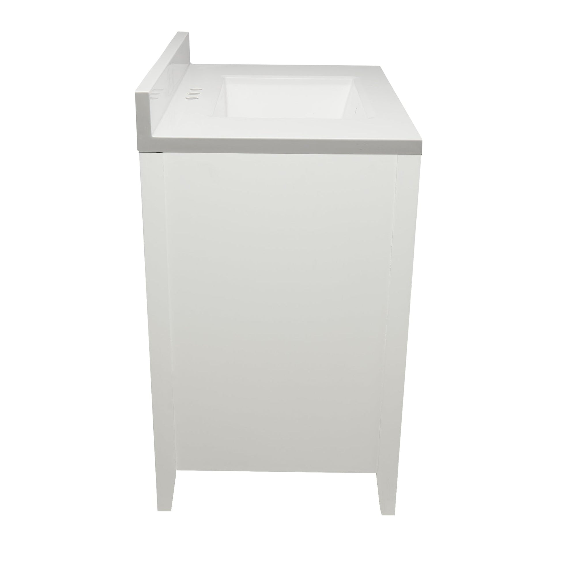 Ella's Bubbles Zermatt 31" White Bathroom Vanity With White Cultured Marble Top With White Backsplash and Sink