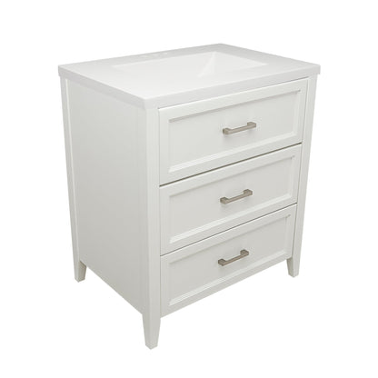 Ella's Bubbles Zermatt 31" White Bathroom Vanity With White Cultured Marble Top and Sink