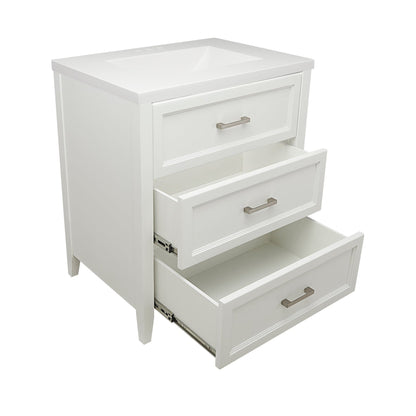 Ella's Bubbles Zermatt 31" White Bathroom Vanity With White Cultured Marble Top and Sink