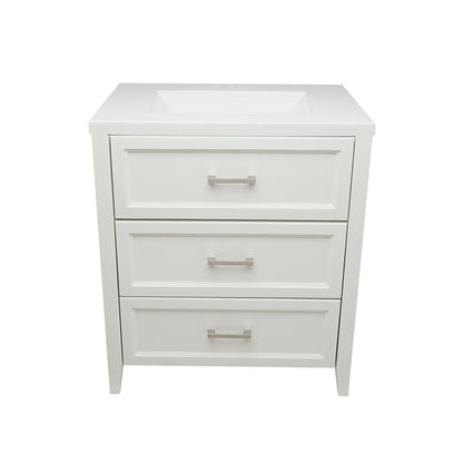 Ella's Bubbles Zermatt 31" White Bathroom Vanity With White Cultured Marble Top and Sink