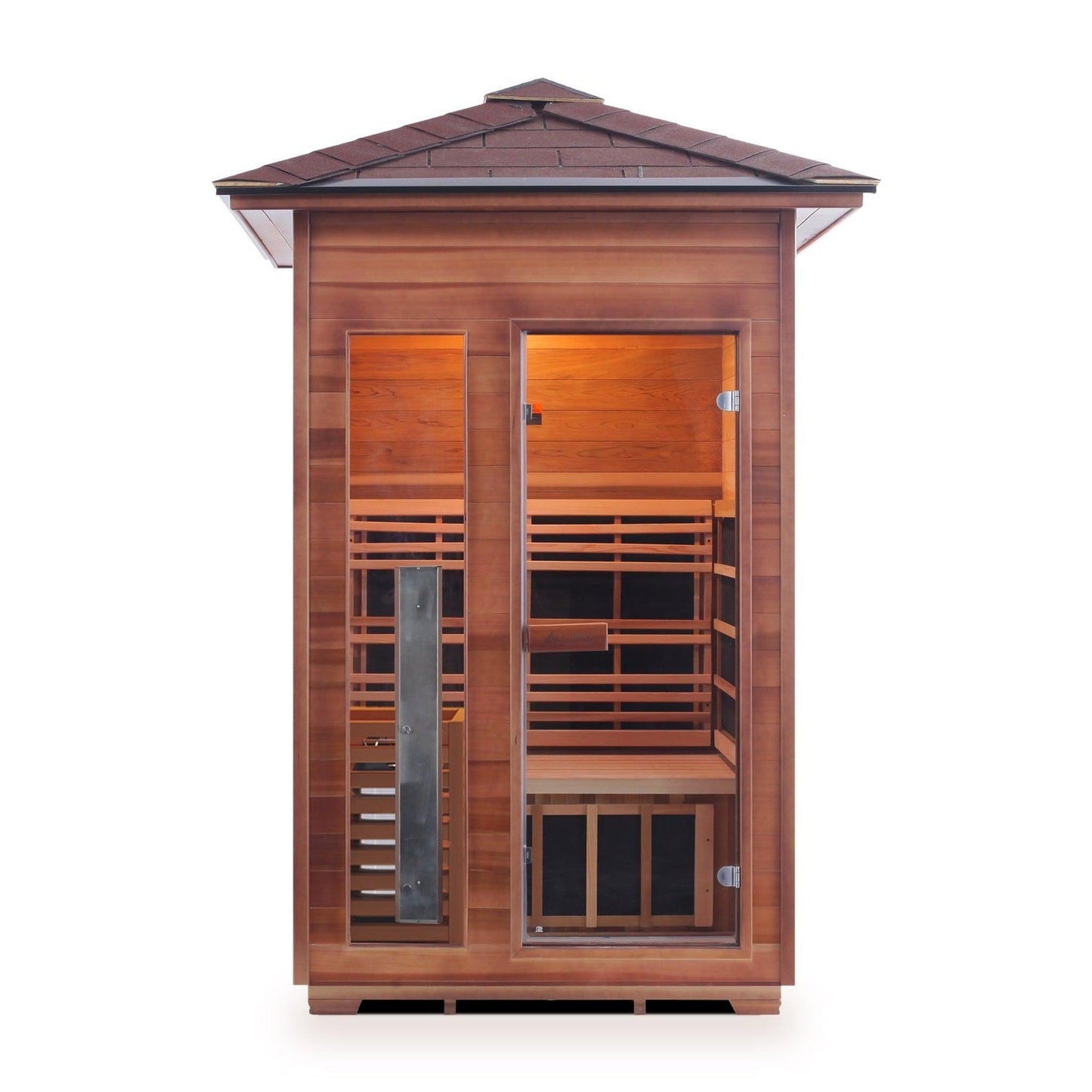 Enlighten InfraNature Duet Diamond 2-Person Peak Roof Hybrid Infrared/Traditional Outdoor Sauna