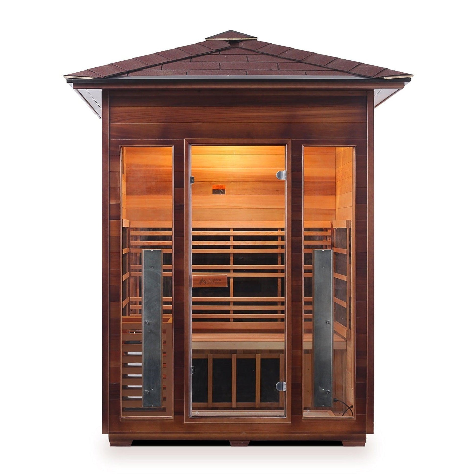 Enlighten InfraNature Duet Diamond 3-Person Peak Roof Hybrid Infrared/Traditional Outdoor Sauna