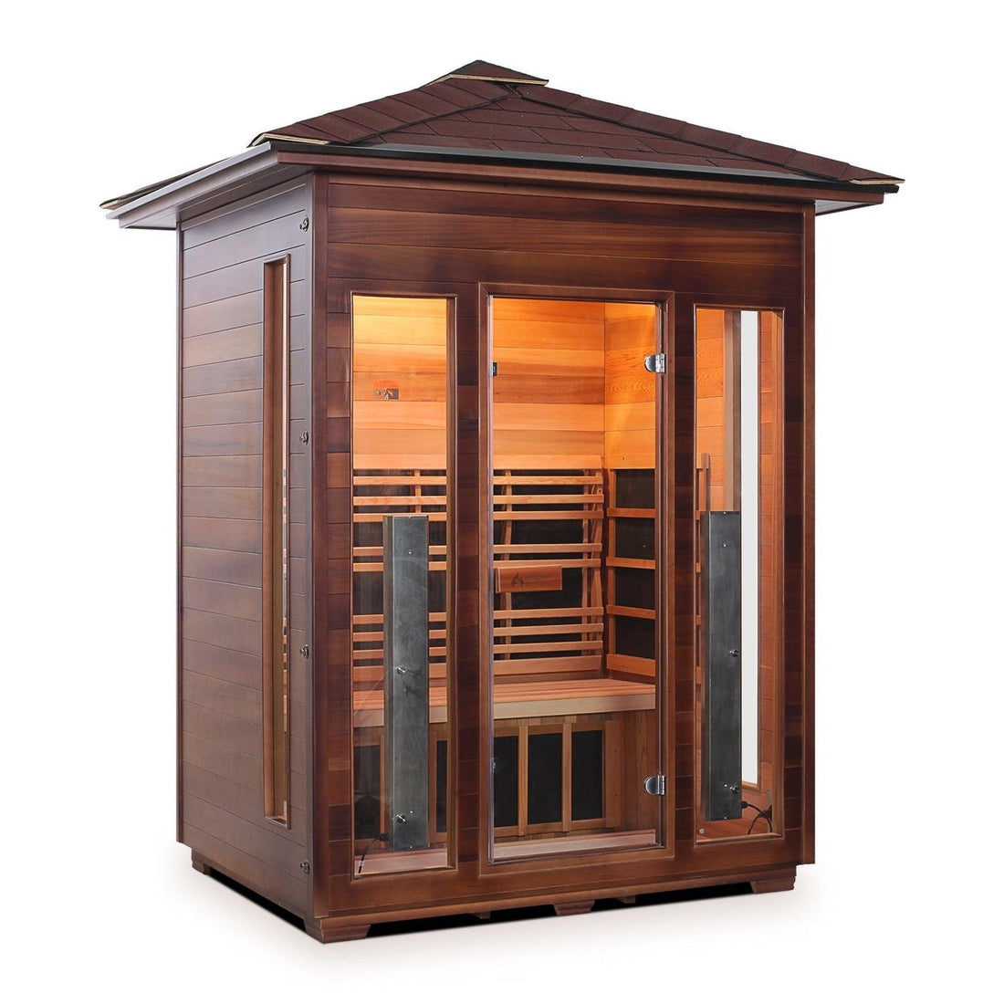 Enlighten Outdoor InfraNature Duet Diamond 3-Person Peak Roof Hybrid Infrared/Traditional Outdoor Sauna