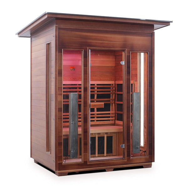Enlighten Outdoor InfraNature Duet Diamond 3-Person Slope Roof Hybrid Infrared/Traditional Outdoor Sauna