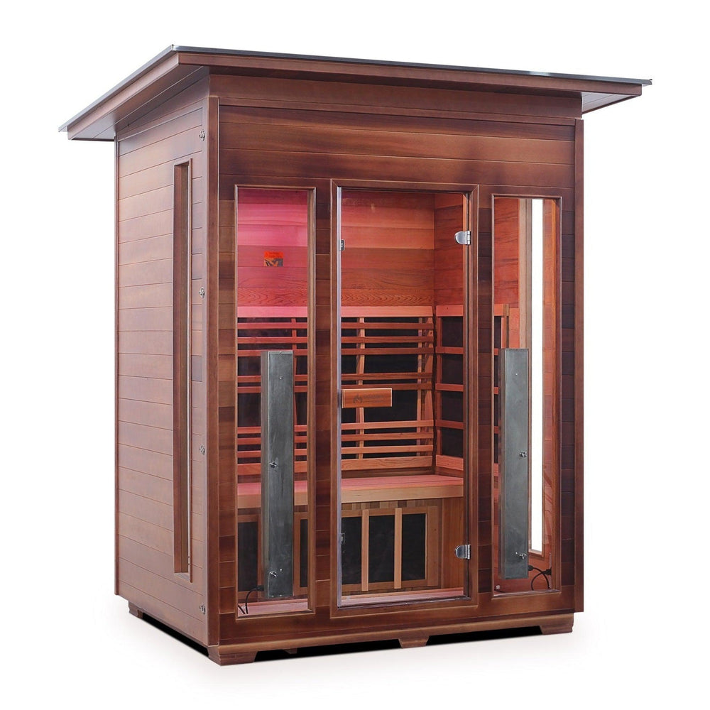 Enlighten Outdoor InfraNature Duet Diamond 3-Person Slope Roof Hybrid Infrared/Traditional Outdoor Sauna