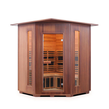 Enlighten InfraNature Duet Diamond 4-Person Corner Hybrid Infrared/Traditional Indoor Sauna