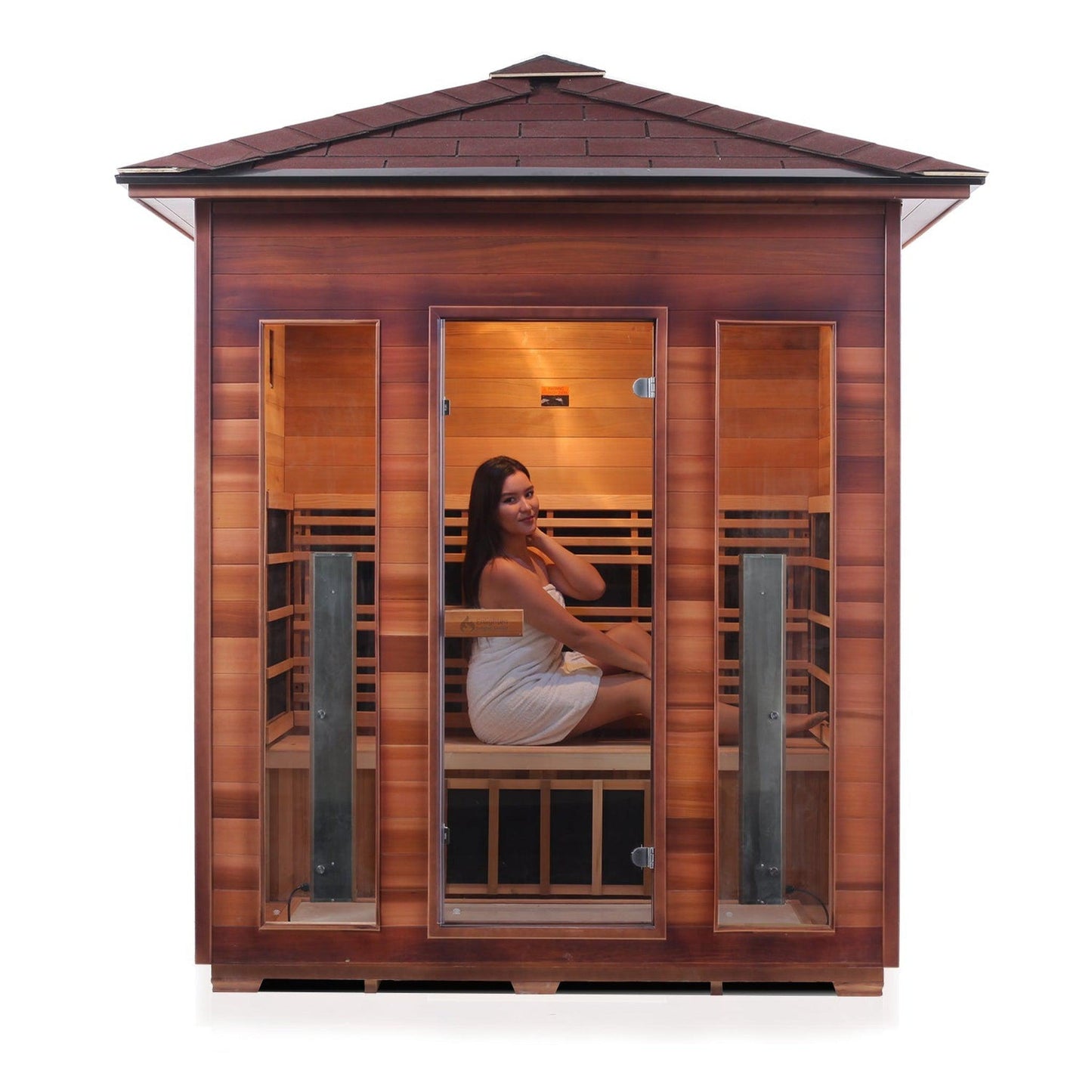 Enlighten InfraNature Duet Diamond 4-Person Peak Roof Hybrid Infrared/Traditional Outdoor Sauna