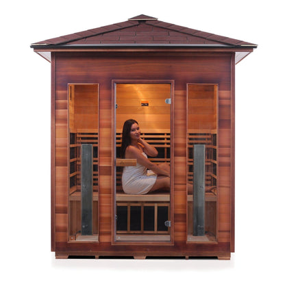 Enlighten InfraNature Duet Diamond 4-Person Peak Roof Hybrid Infrared/Traditional Outdoor Sauna