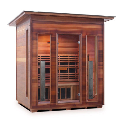Enlighten InfraNature Duet Diamond 4-Person Slope Roof Hybrid Infrared/Traditional Outdoor Sauna