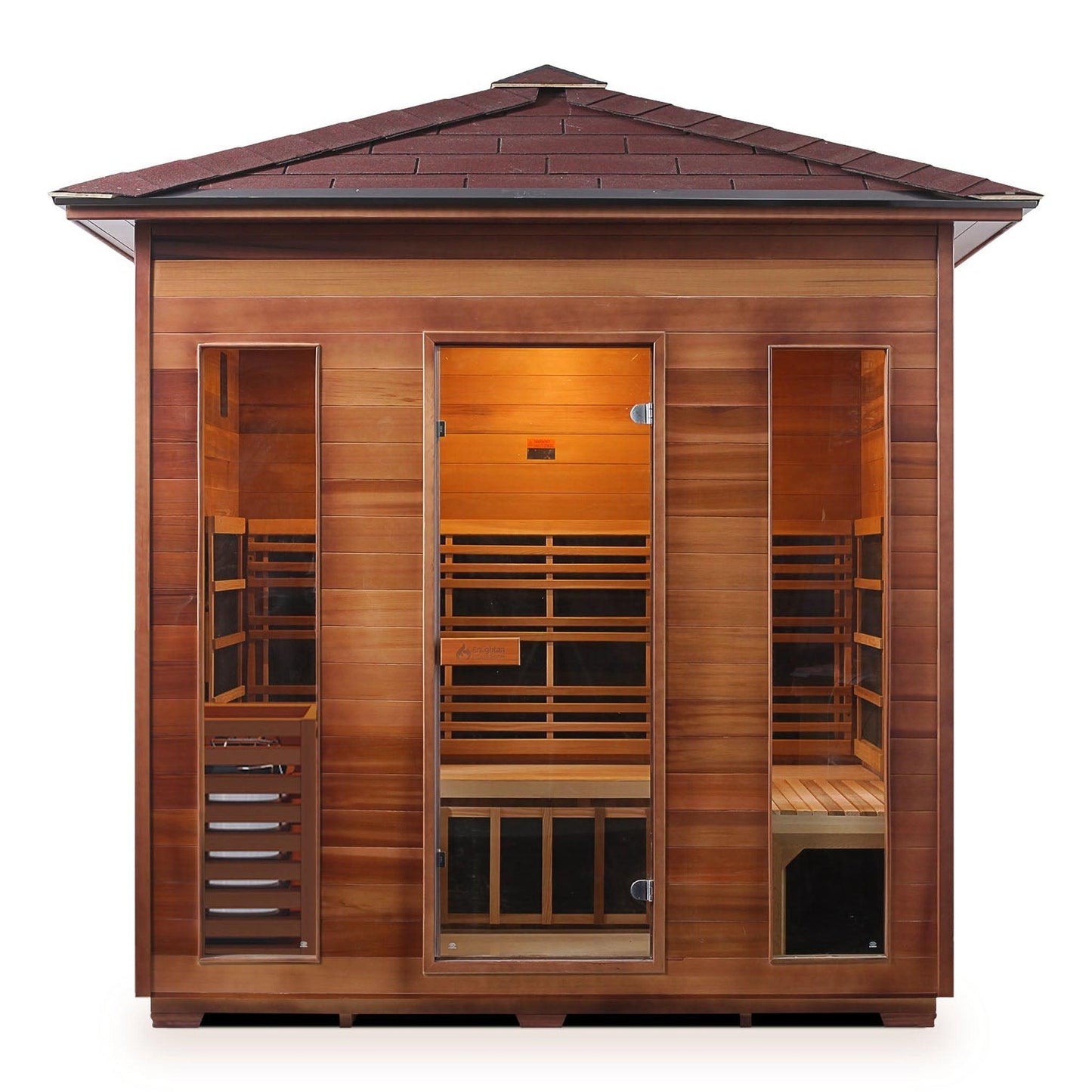 Enlighten InfraNature Duet Diamond 5-Person Peak Roof Hybrid Infrared/Traditional Outdoor Sauna