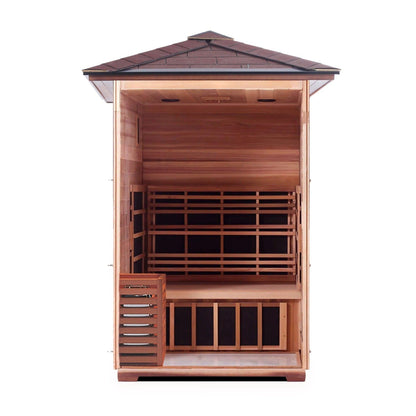 Enlighten InfraNature Duet Sapphire 2-Person Peak Roof Hybrid Infrared/Traditional Outdoor Sauna