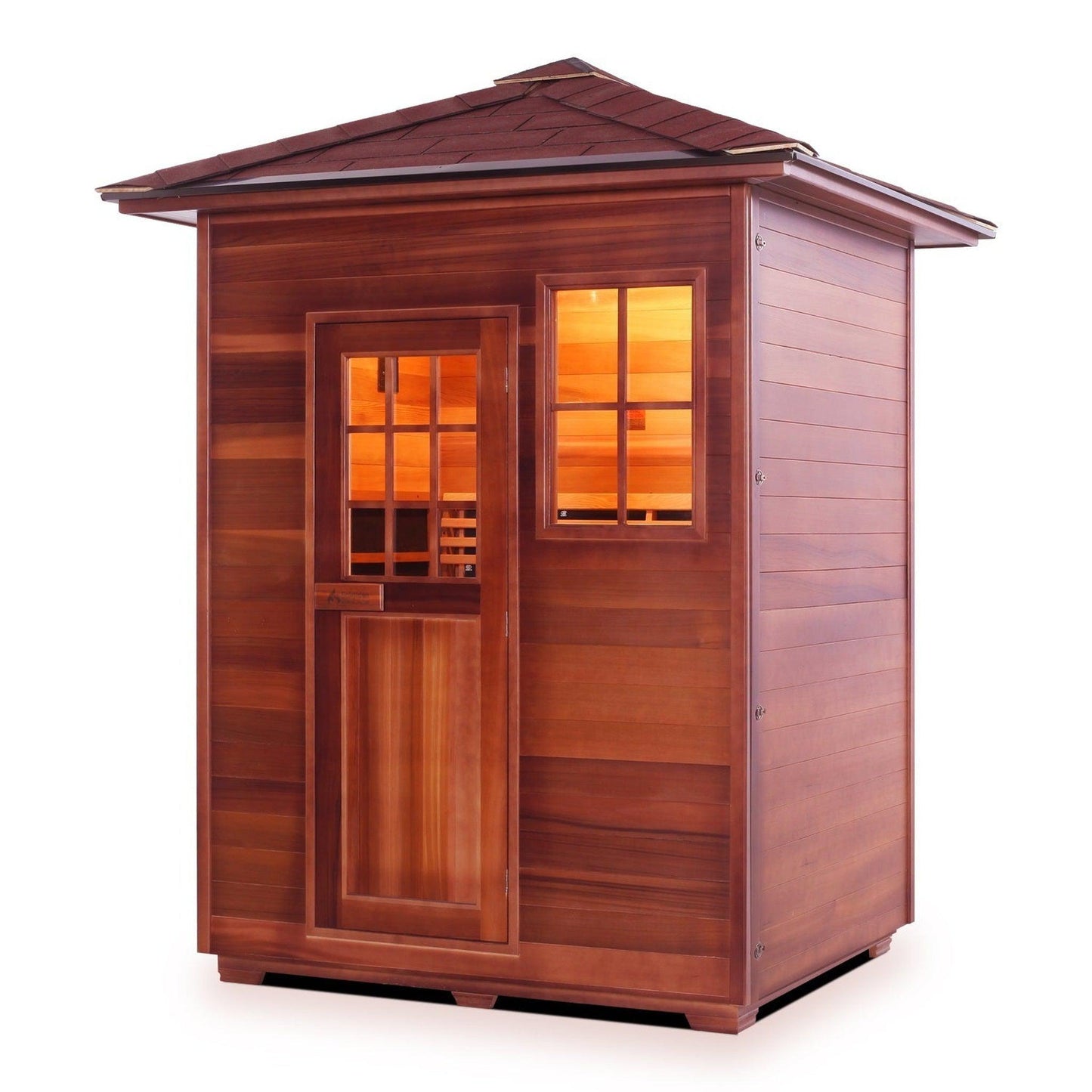 Enlighten InfraNature Duet Sapphire 3-Person Peak Roof Hybrid Infrared/Traditional Outdoor Sauna