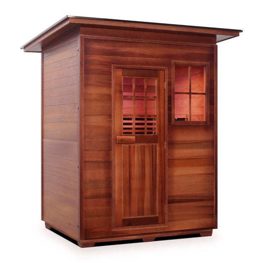 Enlighten InfraNature Duet Sapphire 3-Person Slope Roof Hybrid Infrared/Traditional Outdoor Sauna