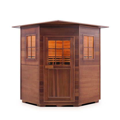 Enlighten InfraNature Duet Sapphire 4-Person Corner Hybrid Infrared/Traditional Indoor Sauna