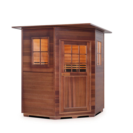 Enlighten InfraNature Duet Sapphire 4-Person Corner Hybrid Infrared/Traditional Indoor Sauna