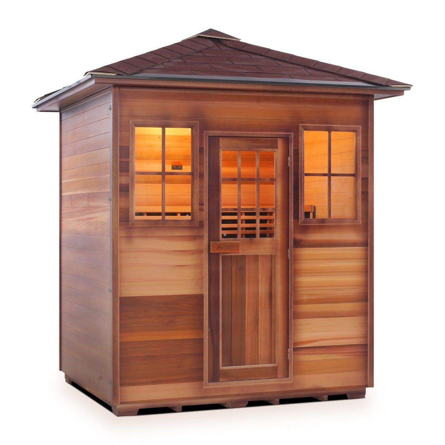 Enlighten InfraNature Duet Sapphire 4-Person Peak Roof Hybrid Infrared/Traditional Outdoor Sauna