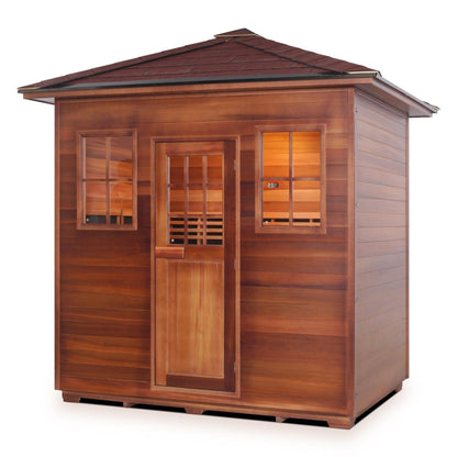Enlighten InfraNature Duet Sapphire 5-Person Peak Roof Hybrid Infrared/Traditional Outdoor Sauna