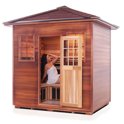 Enlighten InfraNature Duet Sapphire 5-Person Peak Roof Hybrid Infrared/Traditional Outdoor Sauna