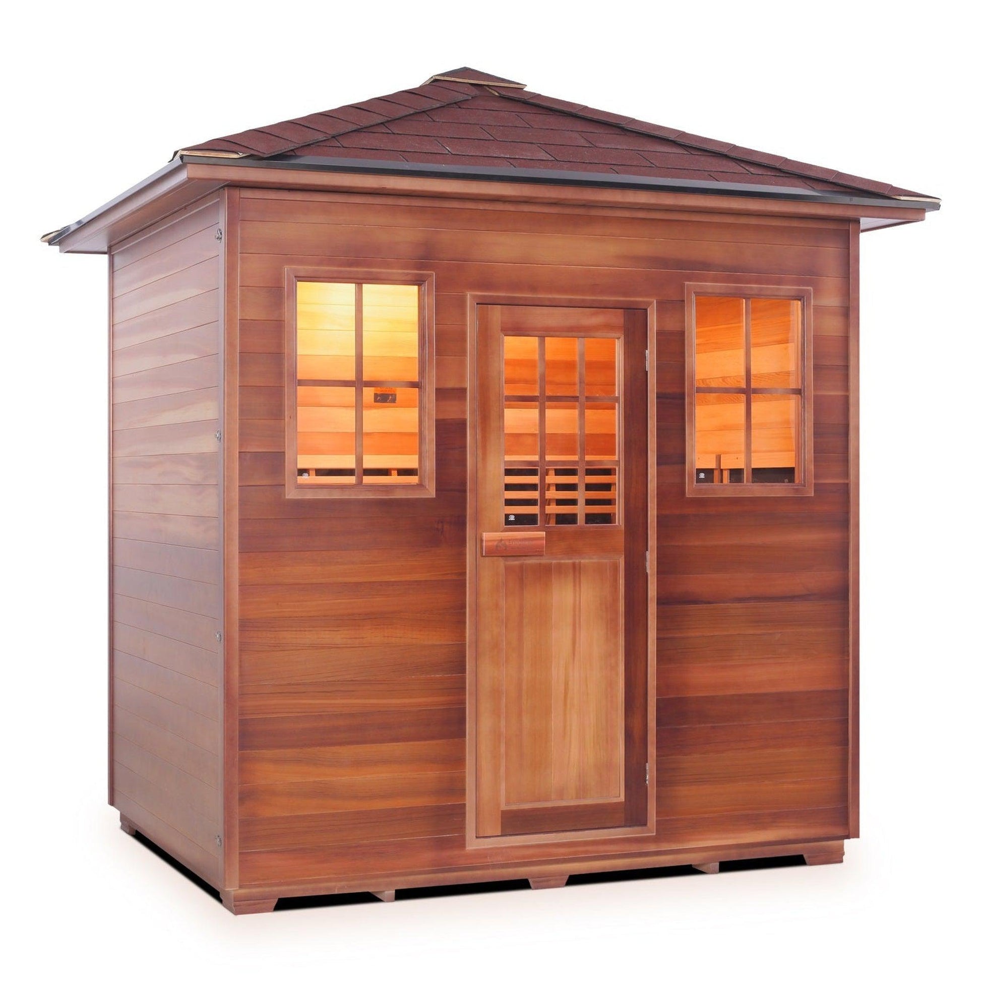 Enlighten InfraNature Duet Sapphire 5-Person Peak Roof Hybrid Infrared/Traditional Outdoor Sauna