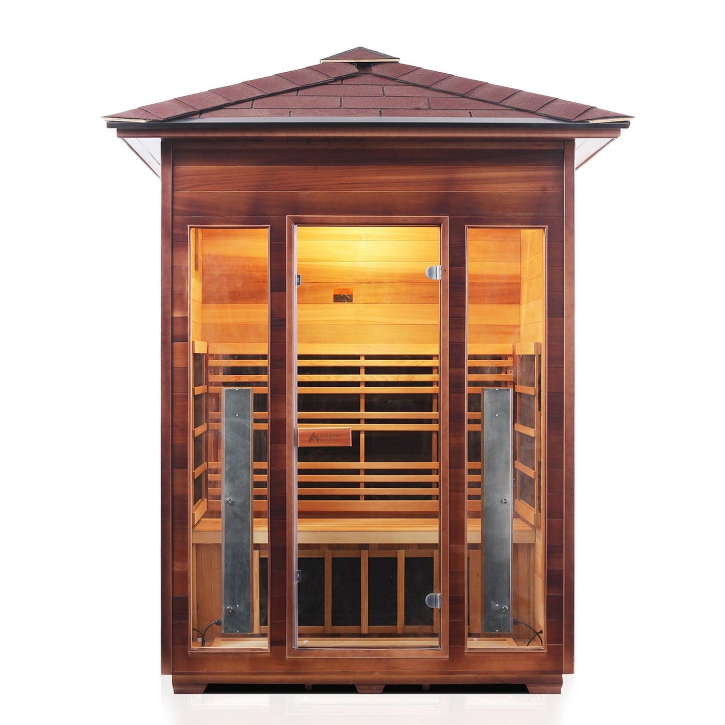 Enlighten InfraNature Original Rustic 3-Person Peak Roof Full Spectrum Infrared Outdoor Sauna