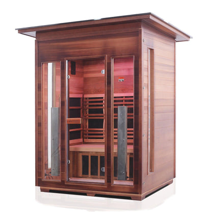 Enlighten InfraNature Original Rustic 3-Person Slope Roof Full Spectrum Infrared Outdoor Sauna