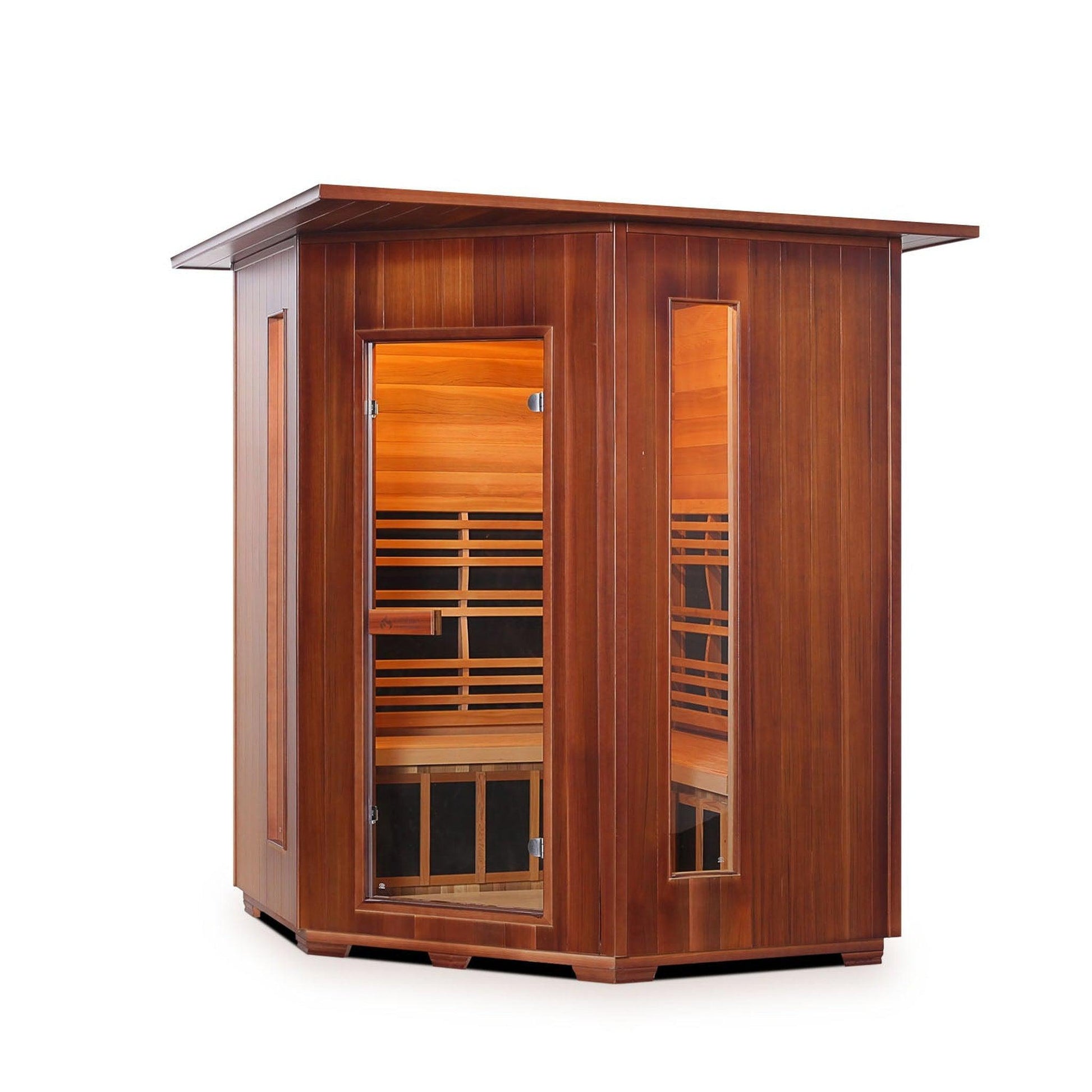 Enlighten InfraNature Original Rustic 4-Person Corner Full Spectrum Infrared Indoor Sauna