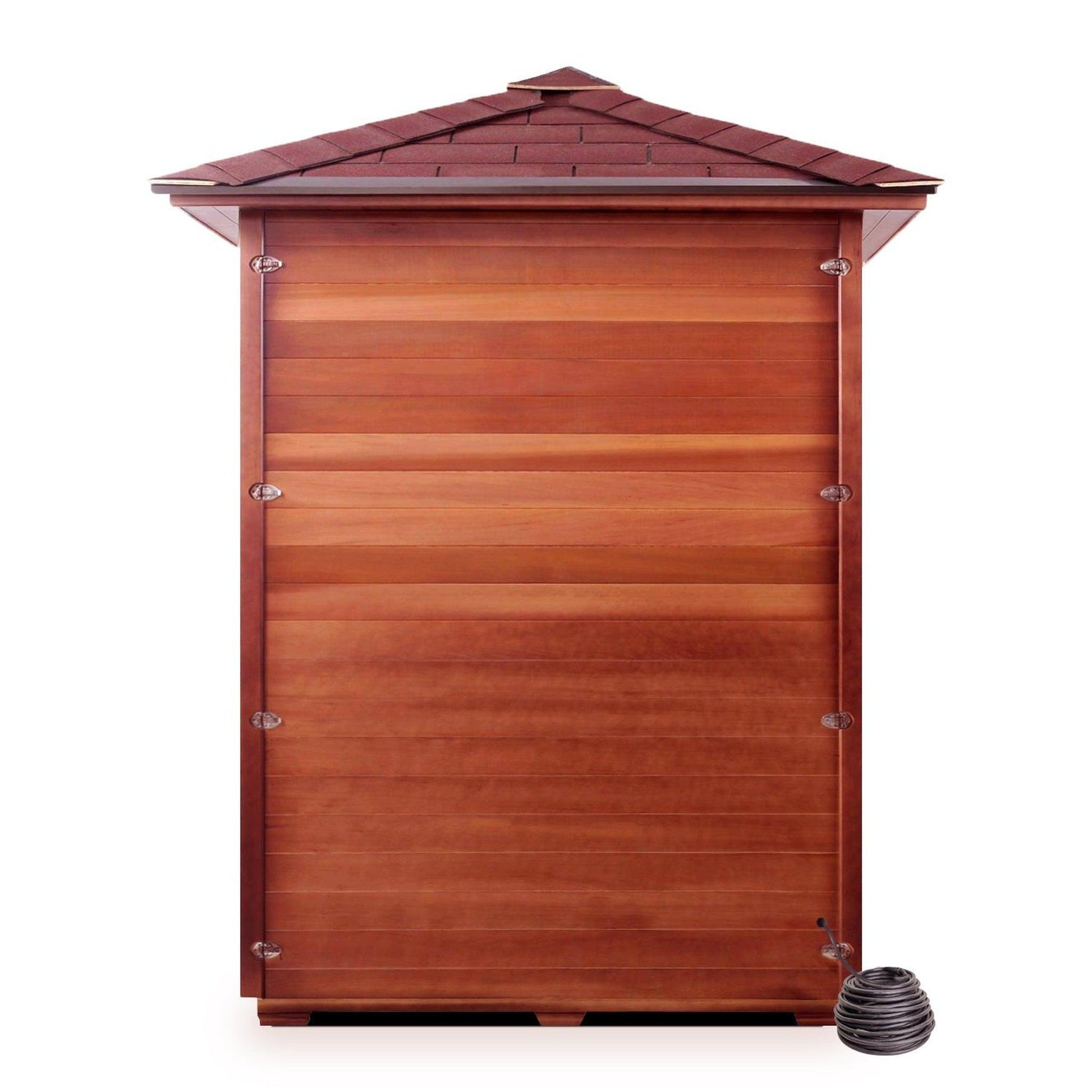 Enlighten InfraNature Original Rustic 4-Person Corner Peak Roof Full Spectrum Infrared Outdoor Sauna