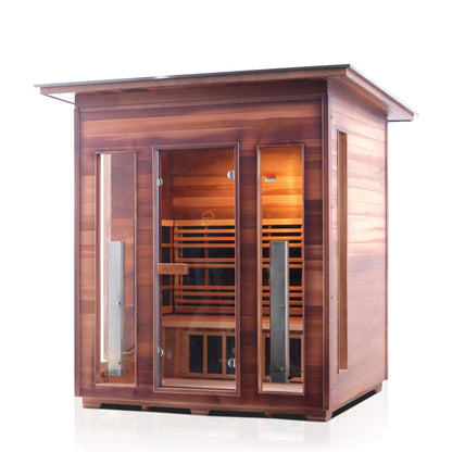 Enlighten InfraNature Original Rustic 4-Person Slope Roof Full Spectrum Infrared Outdoor Sauna