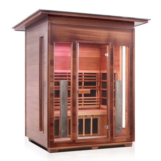 Enlighten InfraNature Original Rustic 4-Person Slope Roof Full Spectrum Infrared Outdoor Sauna