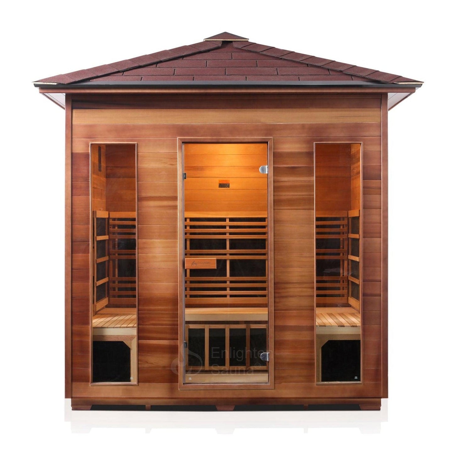 Enlighten InfraNature Original Rustic 5-Person Peak Roof Full Spectrum Infrared Outdoor Sauna