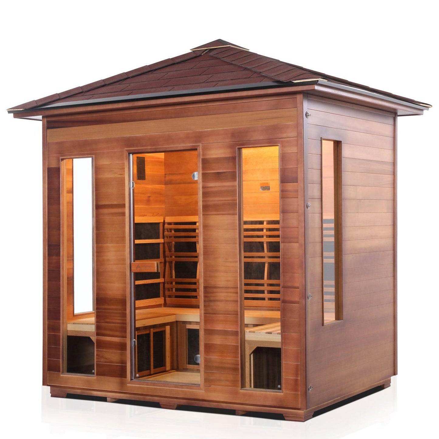 Enlighten InfraNature Original Rustic 5-Person Peak Roof Full Spectrum Infrared Outdoor Sauna