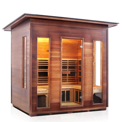 Enlighten InfraNature Original Rustic 5-Person Slope Roof Full Spectrum Infrared Outdoor Sauna