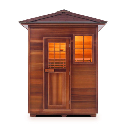 Enlighten SaunaTerra MoonLight 3-Person Peak Roof Dry Traditional Outdoor Sauna