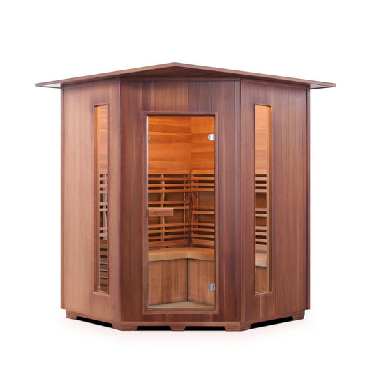Enlighten SaunaTerra SunRise 4-Person Corner Dry Traditional Indoor Sauna