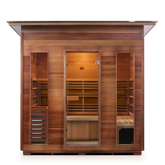 Enlighten SaunaTerra SunRise 5-Person Slope Roof Dry Traditional Outdoor Sauna