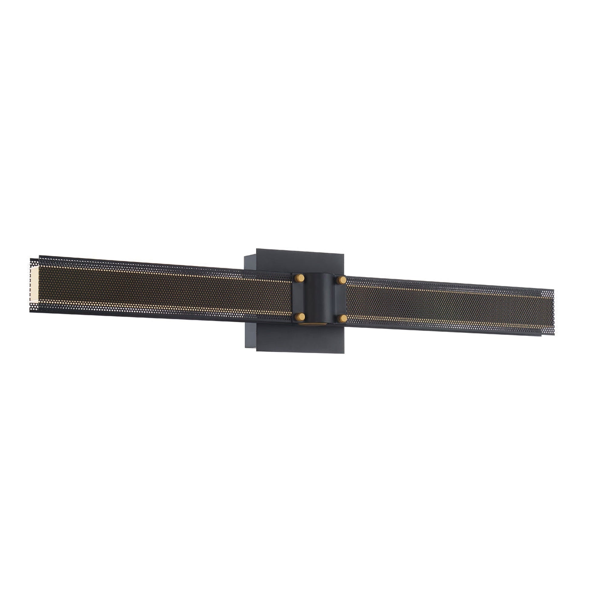 Eurofase Lighting Admiral 28" Large Rectangular Matte Black/Gold Metal Dimmable Integrated LED Wall Sconce With Soft White Acrylic Shade