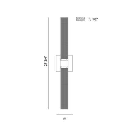 Eurofase Lighting Admiral 28" Large Rectangular Matte Black/Gold Metal Dimmable Integrated LED Wall Sconce With Soft White Acrylic Shade