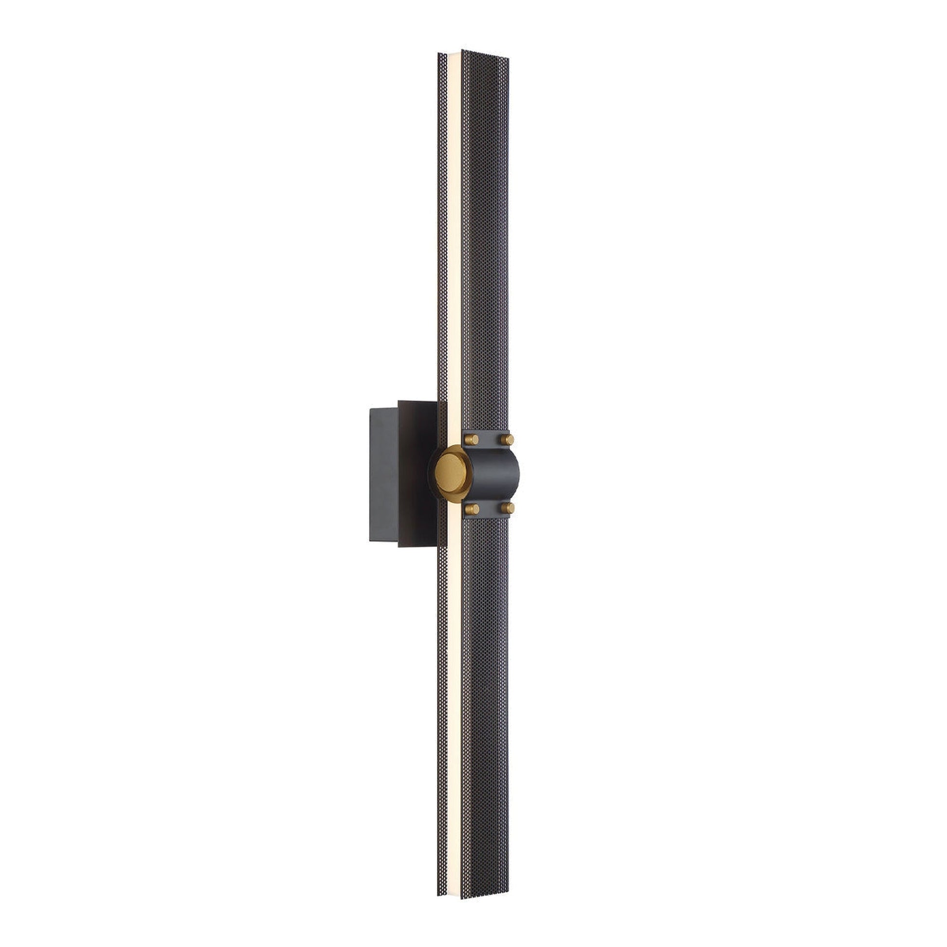 Eurofase Lighting Admiral 28" Large Rectangular Matte Black/Gold Metal Dimmable Integrated LED Wall Sconce With Soft White Acrylic Shade