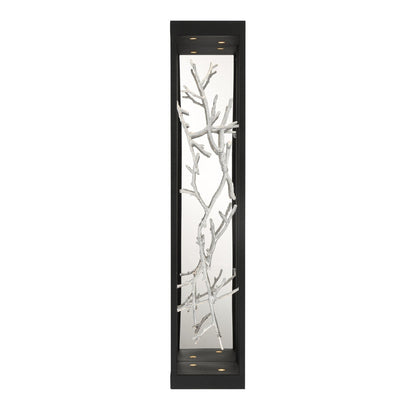 Eurofase Lighting Aerie 30" 4-Light Dimmable Integrated LED Rectangular Black Open-Cage Framed Wall Sconce With Silver Free-Flowing Gilded Branch Accents