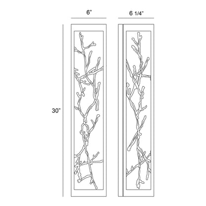 Eurofase Lighting Aerie 30" 4-Light Dimmable Integrated LED Rectangular Black Open-Cage Framed Wall Sconce With Silver Free-Flowing Gilded Branch Accents