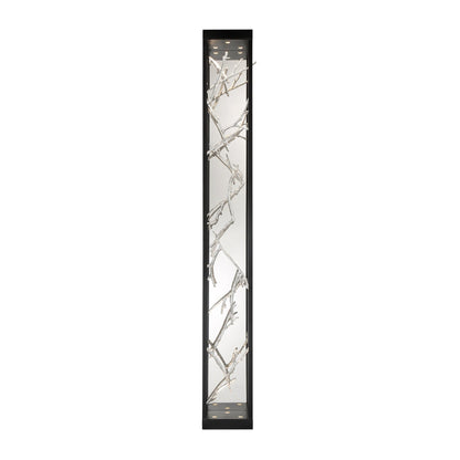 Eurofase Lighting Aerie 48" 6-Light Dimmable Integrated LED Rectangular Black Open-Cage Framed Wall Sconce With Silver Free-Flowing Gilded Branch Accents