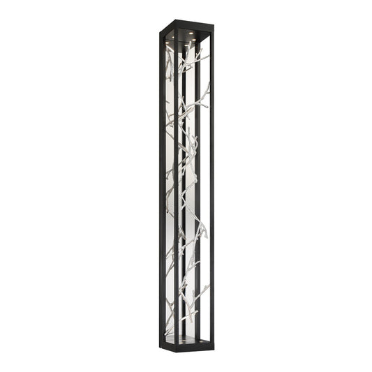 Eurofase Lighting Aerie 48" 6-Light Dimmable Integrated LED Rectangular Black Open-Cage Framed Wall Sconce With Silver Free-Flowing Gilded Branch Accents