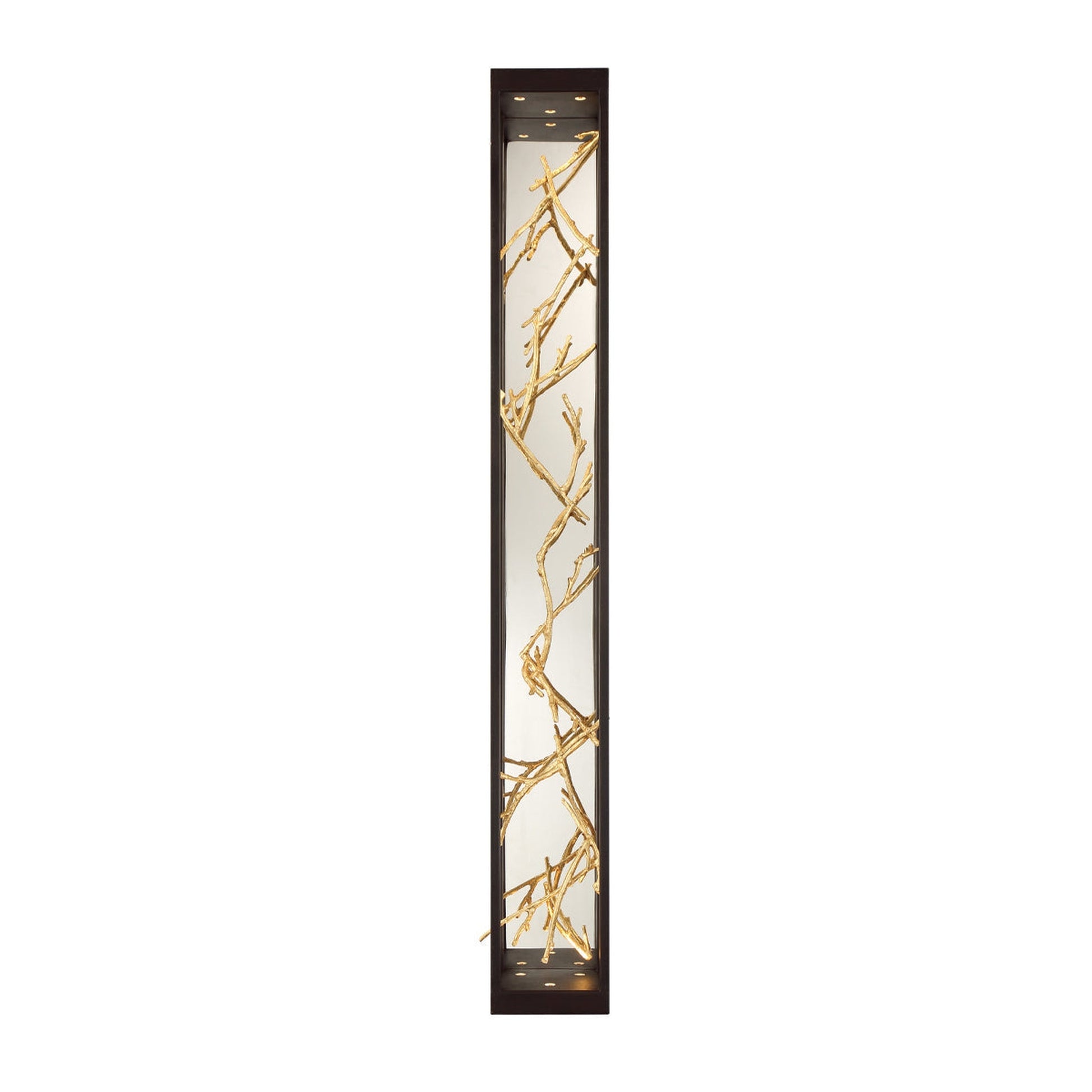 Eurofase Lighting Aerie 48" 6-Light Dimmable Integrated LED Rectangular Bronze Open-Cage Framed Wall Sconce With Gold Free-Flowing Gilded Branch Accents