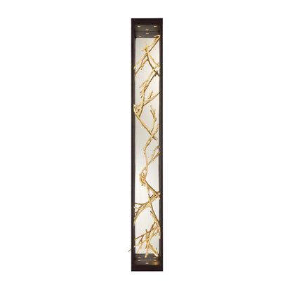 Eurofase Lighting Aerie 48" 6-Light Dimmable Integrated LED Rectangular Bronze Open-Cage Framed Wall Sconce With Gold Free-Flowing Gilded Branch Accents