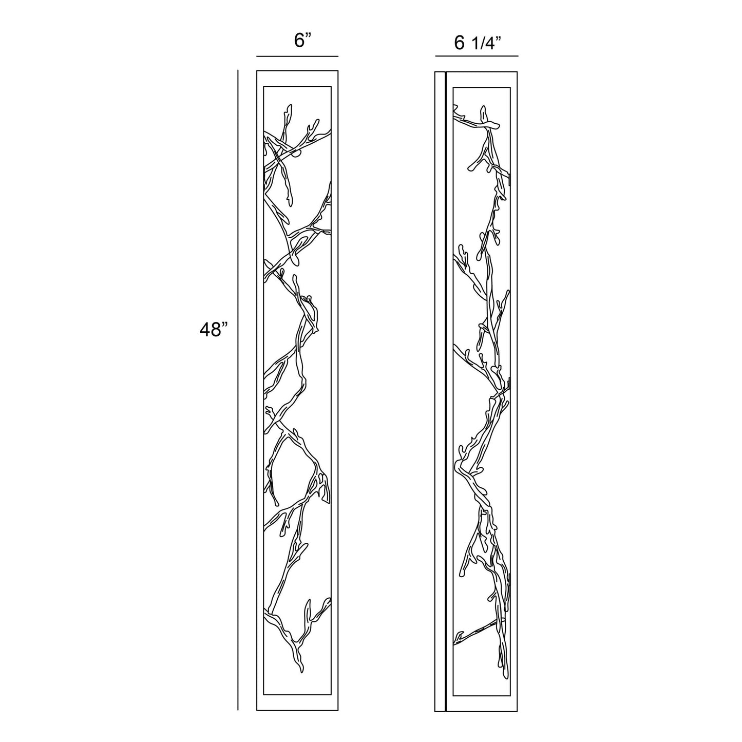 Eurofase Lighting Aerie 48" 6-Light Dimmable Integrated LED Rectangular Bronze Open-Cage Framed Wall Sconce With Gold Free-Flowing Gilded Branch Accents