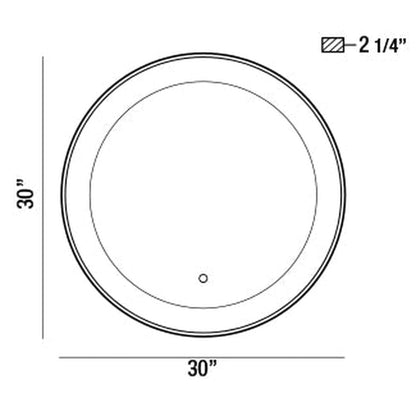 Eurofase Lighting Anya 30" Edge-Lit Integrated LED Round Mirror With Black Frame