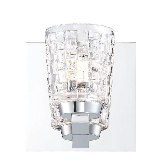 Eurofase Lighting Banbury 5" 1-light Dimmable Integrated LED Rectangular Chrome Wall Sconce With Clear Woven Wicker Glass Shade