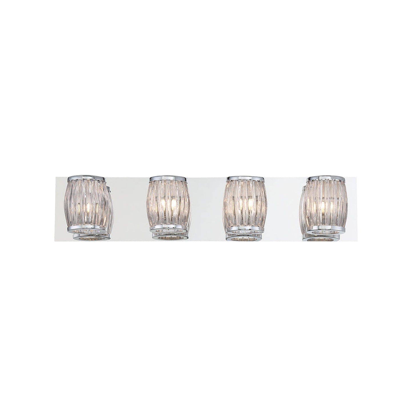 Eurofase Lighting Barile 25" 4-light Dimmable Halogen Bulb Chrome Bath Bar With Barrel Shaped Clear Glass Shades