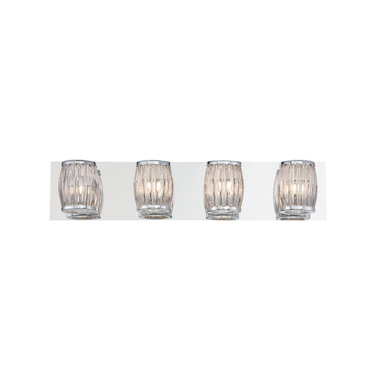 Eurofase Lighting Barile 25" 4-light Dimmable Halogen Bulb Chrome Bath Bar With Barrel Shaped Clear Glass Shades